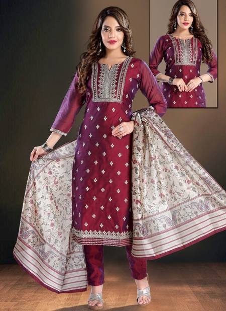 N F CHURIDAR 33 Designer Festive Wear Latest Readymade Salwar Suit Collecion N F C 730 MAROON